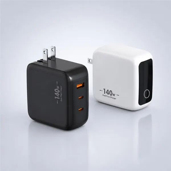 ZC504 140W GaN charger with power display screen, black and white