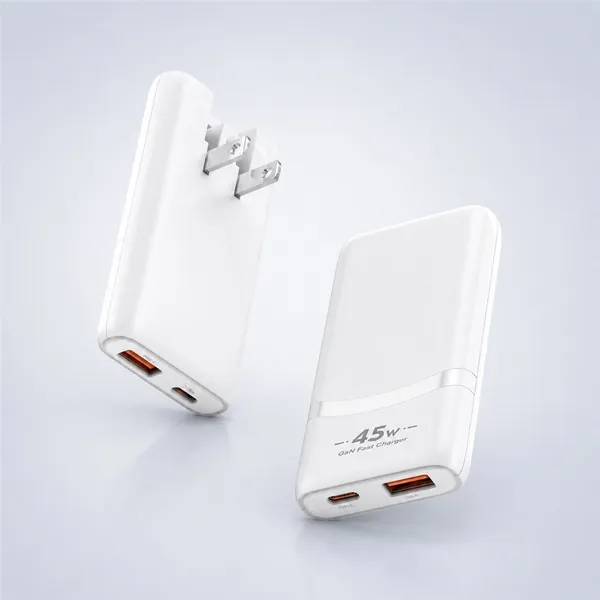 CB 45W ultra-thin GaN charger version I in white, with a curved accent band across the front