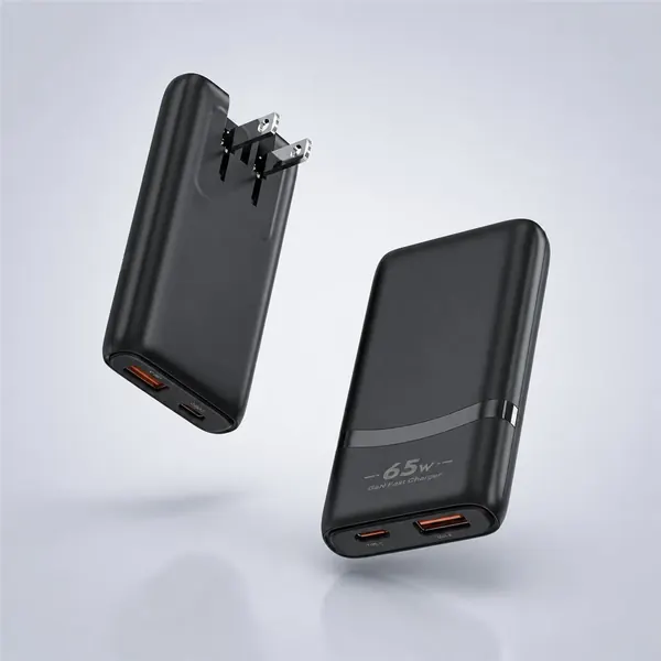 CB 65W ultra-thin GaN charger version I in black, with a curved accent band across the front